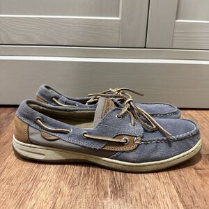 Sperry Shoes Women's 10 M Top-Sider Gray Blue Leather Suede Boat Nautical Preppy